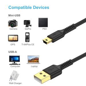 Cable Mini USB 2,0 de 3 pies Cable de cargador duradero Mini B macho Compatible para controlador PS3 REPRODUCTOR DE MP3 cámara de salpicadero Garmin GPS <span class=keywords><strong>Hero</strong></span> 3 - Product Image 6