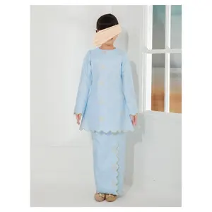 Модный Кружевной Костюм SIPO для девочек из Малайзии, набор из двух предметов в виде цветной баской, мусульманская детская одежда Baju Kurung Kebaya