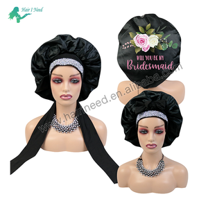 Bonnets personnalisés <span class=keywords><strong>en</strong></span> gros <span class=keywords><strong>bonnet</strong></span> de nuit <span class=keywords><strong>en</strong></span> <span class=keywords><strong>satin</strong></span> pour femmes chapeau de nuit à double épaisseur <span class=keywords><strong>bonnet</strong></span> de nuit <span class=keywords><strong>en</strong></span> <span class=keywords><strong>satin</strong></span> avec logo personnalisé - Product Image 1