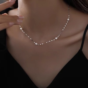 สร้อยคอไข่มุกเงินแท้ S925 ความยาวโซ่ 405 ซม. รูปดาว สำหรับผู้หญิง สวมใส่ได้ทุกวัน - Product Image 1