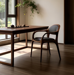Sedia da Pranzo Moderna Nordica Minimalista in Legno di Noce Massiccio con <span class=keywords><strong>Schienale</strong></span> <span class=keywords><strong>Alto</strong></span> in <span class=keywords><strong>Pelle</strong></span> per Arredamento Casa - Product Image 5