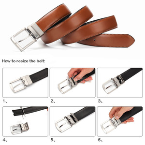 <span class=keywords><strong>Ceinture</strong></span> classique à la mode en <span class=keywords><strong>cuir</strong></span> véritable double face pour hommes avec logo personnalisé et boucle à ardillon réversible - Product Image 4