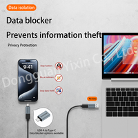 Adaptateur de blocage de données USB en alliage d'aluminium physique, anti-piratage, anti-vol de données, mâle C femelle, anti-malware, adaptateur AC pour ordinateur portable