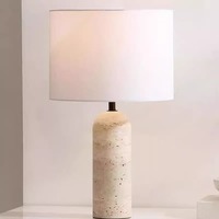 Lampe de table en marbre naturel travertin, style nordique, mi-siècle, Wabi-sabi, lumière d'ambiance