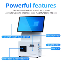 Cajero Automático para Tiendas Sin Personal con Sistema Windows, con Impresora de Recibos y Escáner de Código de Barras, Dedicado para Uso de Cajeros
