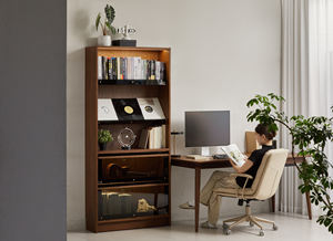 XUXIE bibliothèque créative Style minimaliste italien support de rangement en bois massif multicouche affichage réglable bureau à domicile intégré - Product Image 3