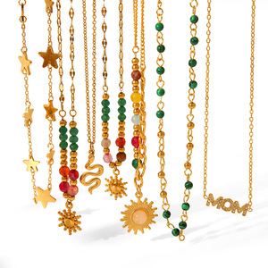 Nouveau Collier Sportif 2026 en Acier Inoxydable Plaqué Or 18 carats avec Pendentif Étoile et Chaîne de Perles en Pierre Naturelle - Product Image 5