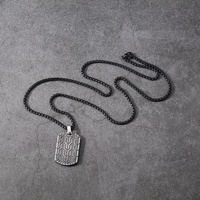 Collier pour homme avec pendentif militaire vintage en acier inoxydable brossé effet bande de roue de pneu, chaîne noire, cadeau de bijoux pour homme