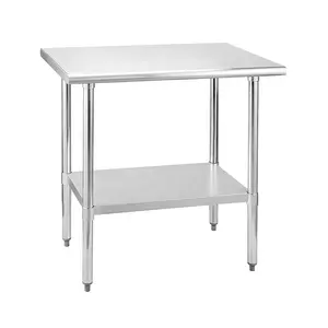 Tavolo da lavoro in acciaio inossidabile tavolo da cucina commerciale in metallo resistente con ripiano regolabile in acciaio inossidabile e piedino da tavolo