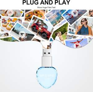 Logotipo personalizado, regalo de boda, unidad flash USB en forma de corazón, Unidad de pulgar de cristal, resistente al agua, USB 2,0, Unidad de salto portátil - Product Image 5