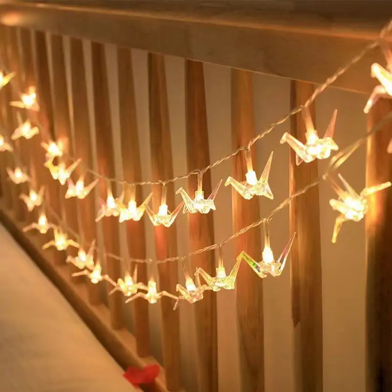 3AA décoration de chambre d'enfant oiseau mille grues en papier fée lumineuse LED String Light