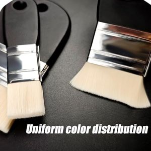 Pincel de pintura acrílica con logotipo personalizado, pincel profesional de nailon con mango de madera, juego de pinceles planos anchos negros para bricolaje - Product Image 6