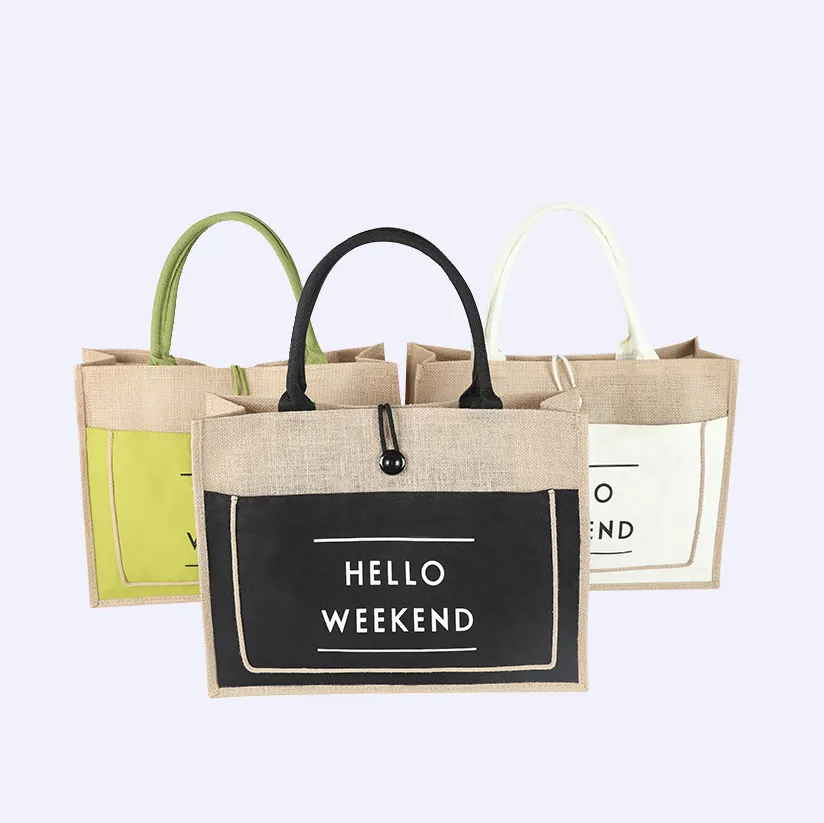 Lage Moq Exclusieve Groothandel Jute Boodschappentas Jute Jute Boodschappentas Bedrukte Markt Tote Bag Met Canvas Handvat