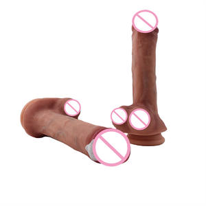 Silikon dildo mit einer Dichte und lackiertem Kopf Komfortable realistische Textur Aussehen Vene und <span class=keywords><strong>Brown</strong></span> Balls Sax Spielzeug für Mädchen - Product Image 1
