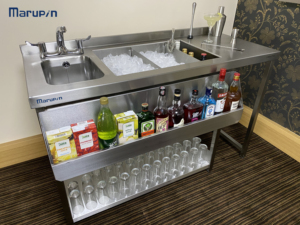 Estación de Bar Comercial de Acero Inoxidable Marupin con Fregadero, Contenedor de Hielo y Mesa de Trabajo para Bartender, para Restaurantes y Hoteles - Product Image 4