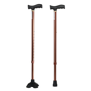 Folding Aluminum Walking <b>Cane</b> With Non Slip Four Point Base For Elderly Home Use - Product Image 1