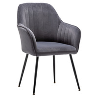 Sortie d'usine jambe en métal nordique velours fauteuil salle à manger Restaurant meubles confortable chaise de salle à manger maison chaise de salle à manger moderne