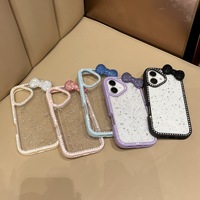 Mignon Bonbons Couleur 3D Paillettes Arc Téléphone étui pour iphone 16 15 14 13 Pro Max Transparent Antichoc Paillettes Couverture En Silicone Souple