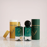 Flacon de parfum de luxe cylindrique haut de gamme en verre transparent doré de 30 ml avec fond facetté, tube personnalisé, boîte cadeau magnétique