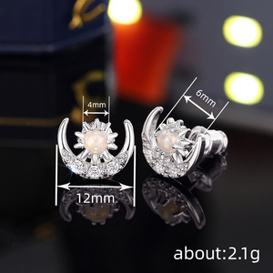 Orecchini a Perno con Stella e Luna, Design Elegante e Raffinato, Gioielli per Donne, Uso Quotidiano, Accessorio per Outfit da Festa, Idea Regalo - Product Image 4