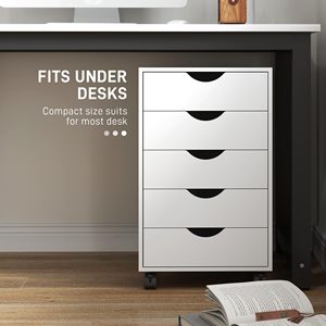 Archivador Rodante SENYU Homcom Blanco de 5 Cajones con Ruedas para Oficina en Casa, Diseño Minimalista - Product Image 3
