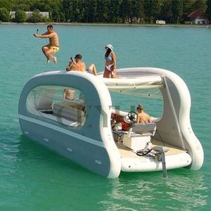 CEYU Imbarcazione Gonfiabile Catamarano da Pesca Area Lounge per Feste Casa Galleggiante Elettrica Cabina Flottante per Laghi Fiumi e Acque Costiere - Product Image 1