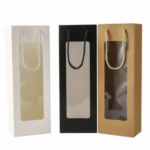 Window Opening Handheld Bag Gift Box Teacher's Day Christmas Red Wine Bag Flower Bouquet Transparent Gift Packaging Bag