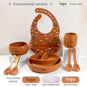 Vente directe usine : Ensemble de vaisselle pour bébé en silicone sans BPA, comprenant une tasse anti-déversement, un bol à <span class=keywords><strong>soupe</strong></span> à ventouse et un bavoir réglable en taille - Product Image 4