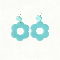 Anting Akrilik Berbentuk Bunga Berongga Warna Permen 4.8*3.2cm, Anting Geometris Gaya Liburan untuk Wanita, Hadiah