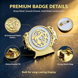 Pins de Solapa Esmaltados Personalizados, Dragón Chino en Relieve 3D, Insignia de Metal de Aleación Duradera, Logotipo Personalizado para Regalos de Recuerdo de Marca Premium - Product Image 3