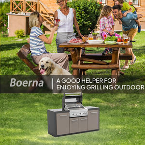 Easily Assembled Premium Built-in Gas Grill Stainless Steel 4 Burner <strong>Dual</strong> <strong>Fuel</strong> High-Power 17kW Non-Stick Commercial Use <strong>BBQ</strong> - Product Image 4