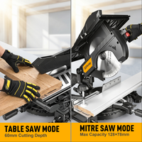 Scie à onglet composée GSFixtop 255 mm 2000 W 5300 tr/min avec guide laser, lumière LED et double biseau pour le travail du bois et la menuiserie OEM