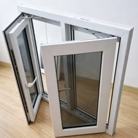 Fenêtre à battant moderne européenne en PVC, double vitrage teinté en acier inoxydable, isolante thermiquement et économe en énergie pour maison