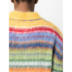 Pulls en mohair personnalisés avec logo OEM & ODM pour hommes, pulls en maille à manches longues, pulls d'hiver à rayures, pulls en mohair tricotés pour hommes - Product Image 5