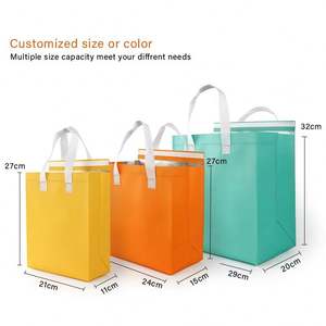 Insulated Cooler <b>Bag</b> Non Woven PP Material Coffee Pizza Takeaway Tote with Handle Thermal and Waterproof Reusable Stock - Product Image 3