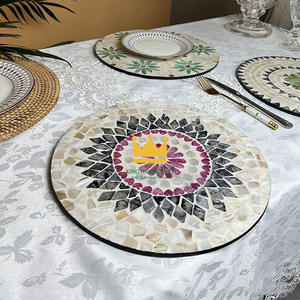 Round Shell Inlay Mother Pearl MDF <b>Placemats</b> Eco-Friendly 10MM Thick 330mm Diameter for <b>Dining</b> <b>Table</b> Kitchen Collection Vietnam - Product Image 6