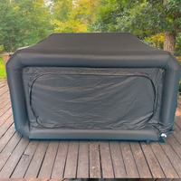 Tente de camping gonflable noire portable et imperméable avec revêtement Oxford+PVC, ouverture rapide, utilisable en quatre saisons