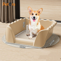 Petora Plateau d'apprentissage de la propreté pour chien avec couvercle rabattable, surface en maille pour garder les pattes au sec et pilier de guidage amovible