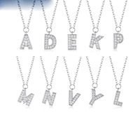 <strong>Best</strong> <strong>Selling</strong> A-Z Name Necklace 26 Initial <strong>Moissanite</strong> Pendant True Silver 925 Couple Women and Men Valentine's Day