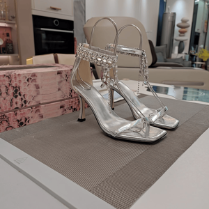 Jimmy Womens Square Toe Ankle Strap High Heel Sandals with Crystal Tassel Fashion Pumps for Date Night Chooing - Product Image 2