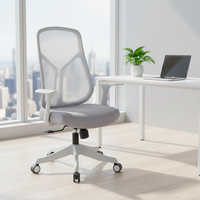 Chaise de bureau ergonomique pivotante au design nordique, avec accoudoirs fixes, hauteur réglable, en tissu maillé, pour la maison et le bureau