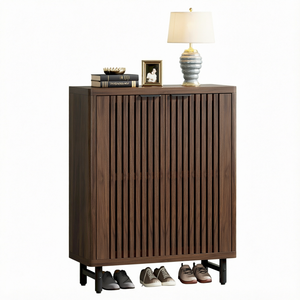 Meuble à chaussures moderne en bois avec étagères amovibles pour un montage rapide, idéal pour salon de villa, mobilier de maison personnalisable et autoportant - Product Image 1
