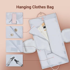 2 in 1 Foldable PU Leather <b>Garment</b> <b>Bag</b> for <b>Travel</b> Suit <b>Travel</b> <b>Bag</b> with Toiletry Pocket Shoes Compartment Shoulder Strap - Product Image 4
