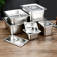 304 Edelstahl GN-Behälter Gastronorm-Behälter mit Deckel in Verschiedenen Größen Dampfgarer-Behälter für Restaurant Buffet Catering Lebensmittelaufbewahrung