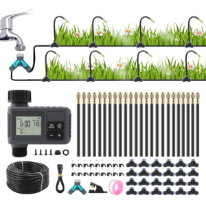 Irrigation Kit Automatic <b>Timer</b> Watering System 360 Degree Adjustable Sprinklers Quick Connect Tubing Fittings Garden Lawn - Product Image 1