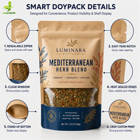 Sachet Doypack Personnalisé en Papier Kraft avec Fermeture Éclair pour Emballage d'Épices, Qualité Alimentaire, avec Fenêtre Transparente