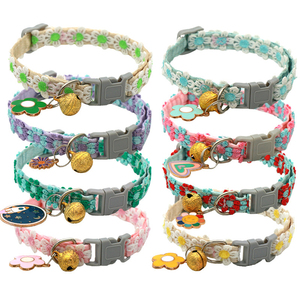 Elegant Ins Style Floral Polyester Dog & Cat Collar for <b>Small</b> Pets Cute Lace Design with <b>Bell</b> Charm 8 Colors - Product Image 1