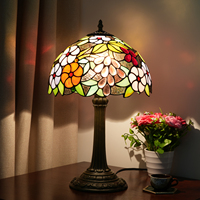Lampe de table Tiffany, lampe en vitrail, lampe de bureau raisin Base en bronze antique Mémoire Sympathie Accent Lampes Tiffany
