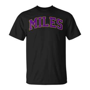 Camiseta vintage con arco de la marca Miles College Athletics para mujer, color negro, morado y dorado - Product Image 1