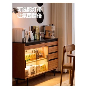 Nordic Solid Wood <b>Sideboard</b> Cabinet With Glass Door Storage Living Room Furniture - Product Image 3